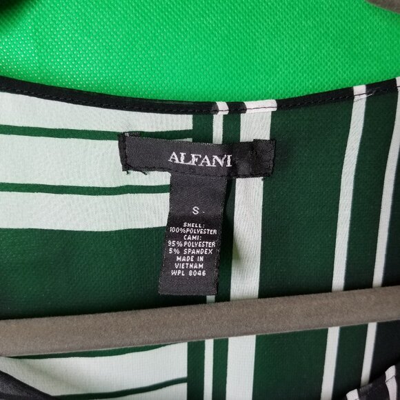 Alfani Sheer Elastic Waist Stripe Blouse W/ Cami Small Black White Bell Sleeve - Picture 3 of 3